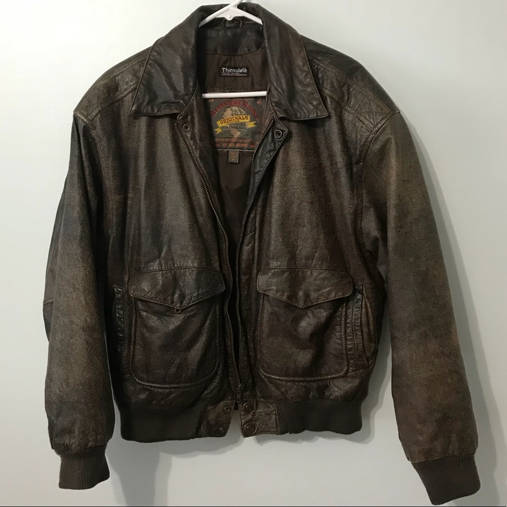 Men’s vintage brown leather jacket